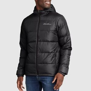 Eddie Bauer Men's Black Stratuslite Down Hoodie Puffer Jacket